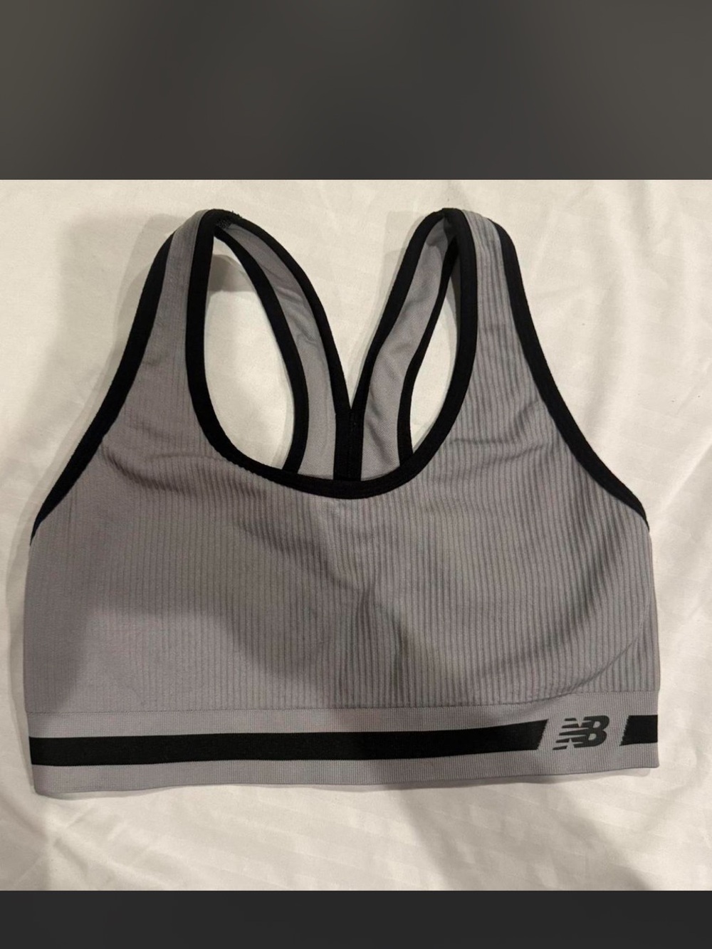 New Balance Grey & Black Ribbed Sports Bra
